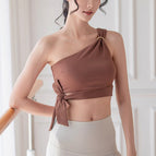 New High Elastic Fitness Yoga Clothes One Shoulder Sports Bra Vest Women's Beauty Back Short Top Yoga Clothes Women's Summer A054
