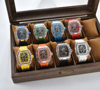 Men's and women's watch 6-Pin Quartz Watch Barrel-Shaped Hollowed Fashion Non-Mechanical Watch Spot Transparent Watch 8087