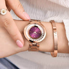 GUOU 8039 Women's Watches Ladies Fashion Luxury Rose Gold Stainless Steel Watches Ball crystal Women Rhinestone Clocks