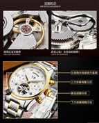 KINYUED Swiss Solid Stainless Steel Band Men's Tourbillon Automatic Mechanical Watch JYD-J009