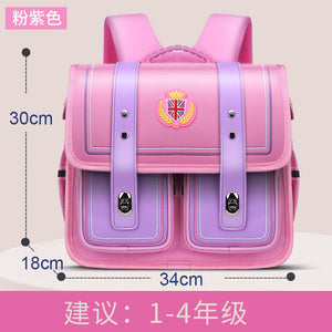 High quality new pupils school bag for girls British style one-piece open Horizontal design children's schoolbag 6-12 years old ridge protection student backpack pink