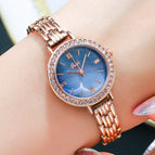 GEDI new watch women's light luxury fashion round quartz small green watch student Bracelet women waterproof watch 22001 steel