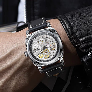 KIMSDUN men's watch double-sided hollow fully automatic mechanical trend antique carved waterproof men's casual watch K-2193A