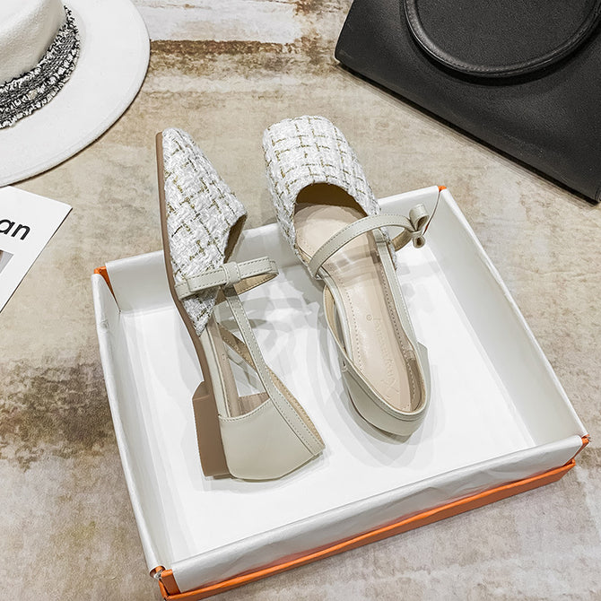 2022 new low-heeled fashion toe sandals women's hollow flat-bottomed square-toe shoes women's 168-6