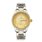 WWOOR 8856 Couple Watch Waterproof Luminous Watch Butterfly Snap Button Steel Strap Watch Strap Men's Diamond Gold Watch