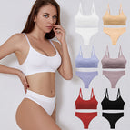 Women's underwear set plus size no steel ring beautiful back vest thin large size comfortable Panties and bra set 1605