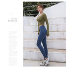 Women sports suit long sleeve quick drying running yoga outdoor clothing 8080 6036