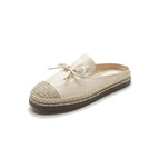 Fisherman's shoes women's 2022 spring and summer new bow sandals and slippers women's flat bottom half slippers 613-1