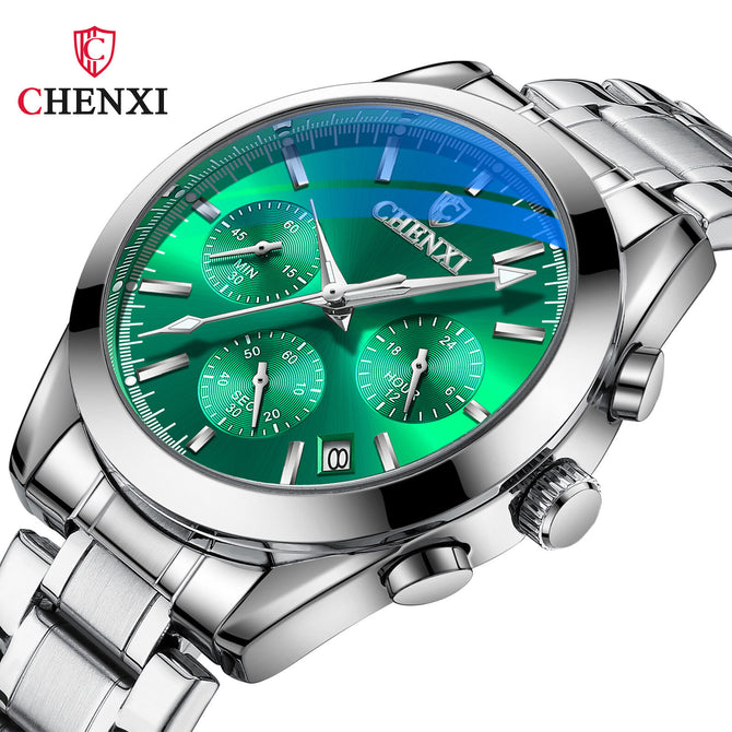 CHENXI Watch Men's Steel strap Multi-Functional Three Eyes and Six Needles Sports fashion quartz Watch CX-905A