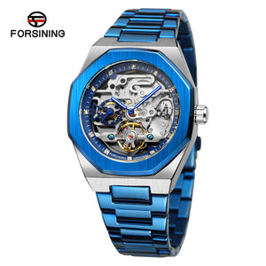 Forsining European and American Style Men's Fashion Casual Hollow Mechanical Flywheel Automatic Mechanical men Watch SLZe221