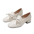 Fashion single shoes women's British style 2022 new one-pedal leather shoes thick heel loafers mid-heel large size shoes 189-3