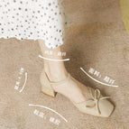 Sandals women's 2022 summer new hollow sandals female fairy style thick heel bow sandals female 17820-3