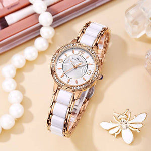 New Light Luxury Fashion Steel Band Butterfly Buckle Ceramic Ladies Watch Luminous Waterproof Watch Women K-8049L