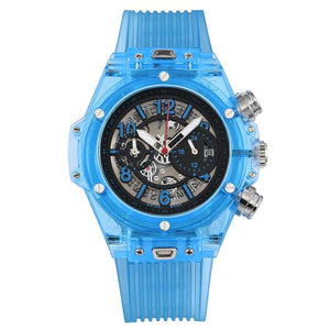 KIMSDUN Men's Fashion Trend Luxury Sports Quartz Chronograph Watch Transparent Watch Military Classic Silicone watches 719D student watch