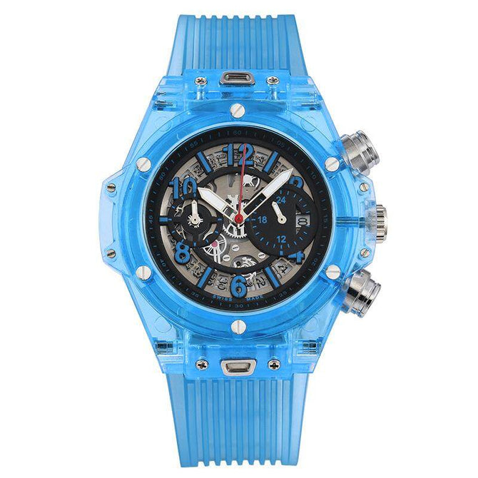 KIMSDUN Men's Fashion Trend Luxury Sports Quartz Chronograph Watch Transparent Watch Military Classic Silicone watches 719D student watch