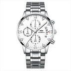 OLMECA Mens Watches Top Brand Luxury Chronograph Watches Full Steel Casual Quartz Watch Fashion Waterproof Business Wristwatch