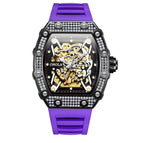 ONOLA ON3829D watch for men Fashion full diamond automatic mechanical watch men's silicone strap waterproof watch