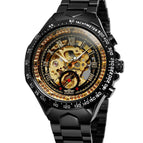 Winner Men's Personality Fashionable Golden All-Steel Hollow Automatic Mechanical men Watch SLZ46