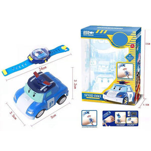 Watch remote control car toy cartoon police car mini car infrared remote control