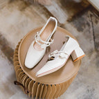 2022 new soft Mary Jane shoes pumps women's thick heel Korean soft leather shoes women's 616-9