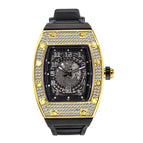 MISSFOX watches Richard personality full diamond barrel silicone with waterproof quartz men's watches