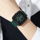 Gedi 51065 style square simple leisure silicon tape large dial fashion student quartz watch female
