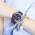 GUOU 8042 New Arrival Ceramic Watch Women's Three Eye Fashion Big Dial Women's Watch Women's Quartz Watch Casual Show Alloy Belt Watch