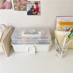 Desk Organisers Transparent Desktop Storage Box Large Capacity Stationery Box Tape Stickers Organizers Desk Organizer Medical Kit