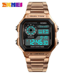 SKMEI Top Luxury Fashion Sport Watch Men 5Bar Waterproof Watches Stainless Steel Strap Digital Watch 1335