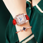 BURR full diamond square leather waterproof ladies watch light luxury niche high-end watch women L2002RG