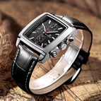 MEGIR Men's watch business causal square waterproof calendar leather quartz men's watch 2028G