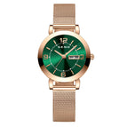 Korean Fashion Mesh Belt Fully Automatic Non Mechanical Women's Watch Luminous Waterproof Double Calendar Female Student Steel Band Watch for women