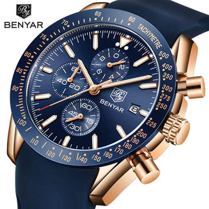 Benyar Men's Quartz Watch Multifunctional Waterproof Sports Fashion Trend Men's Watch Silicone Watch 5140