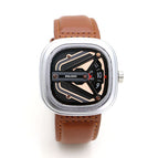 Punk Square Turntable Boys New Concept Watch Trendy Men's Fashion Watch All-Match Belt Quartz Watch Unicorn Watch 58991-2