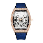 PINTIME Watch Men's casual Frankenstein Wine Barrel Watch Large Dial Watch leather Diamond Retro Watch