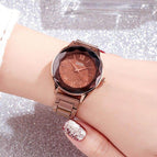 GEDI 81006 Fashion Casual Watch Korean Starry Sky Women Elegant Luxury Stainless Steel Waterproof Ladies Dress Analog Quartz Wristwatch