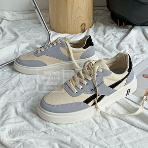 Color-blocking low-top trend canvas shoes men's autumn 2021 new Korean flat bottom shoes all-match breathable casual shoes