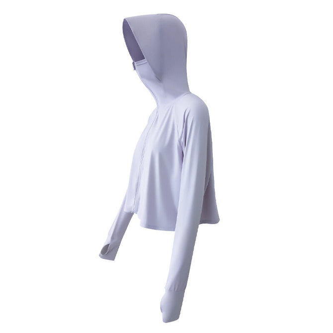 2022 women's ice silk sunscreen clothing summer thin UV protection loose large size sunscreen shirt hooded sunscreen clothing 8268