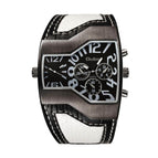Oulm Quartz Watch Personality Men's Watch Dual Time Zone Fashion Large Dial Belt Men's Watch HP1220B