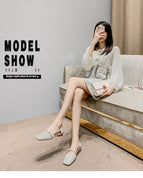 2022 new low-heeled fashion toe sandals women's hollow flat-bottomed square-toe shoes women's 168-6