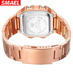SMAEL 1818 New Men's Stainless Steel Band Watch Business Waterproof Simple Fashion Led Multifunctional Electronic Watch