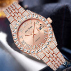 PINTIME Men's Frank Starry Retro Steel Yacht Diamond-Embedded quartz calendar casual men Watch PT1573