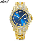 MISSFOX watch European and American hip hop diamond full diamond business men's waterproof quartz watch v320