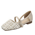 2022 new low-heeled fashion toe sandals women's hollow flat-bottomed square-toe shoes women's 168-6