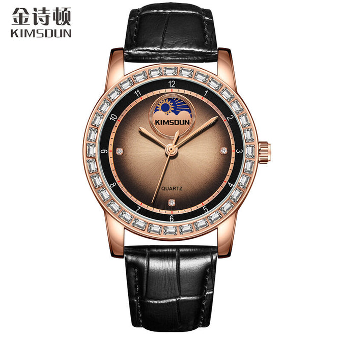 KIMSDUN high-end watch sun pattern moon phase quartz watch waterproof watch men's K-1215B