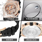 Men's Watch Retro Personalized Diamond-Embedded Large Dial Timing Function Luminous men casual Quartz Watch 2665