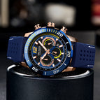 Megir Watch Men's Fashion Large Dial Chronograph Calendar Silicone Waterproof Sports Quartz Watch 2109