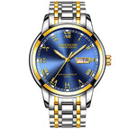 Kingnuos 1758 Double Calendar Steel Band Watch Round Genuine Quartz Watch Business Non Mechanical Watch