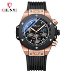 CHENXI New Rivets Cool Multifunctional Men's Watch Moon Phase Chronograph Calendar Silicone Strap Quartz Watch Men cx-939