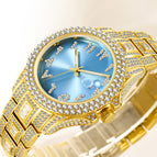 MISSFOX watch European and American hip hop diamond full diamond business men's waterproof quartz watch v320